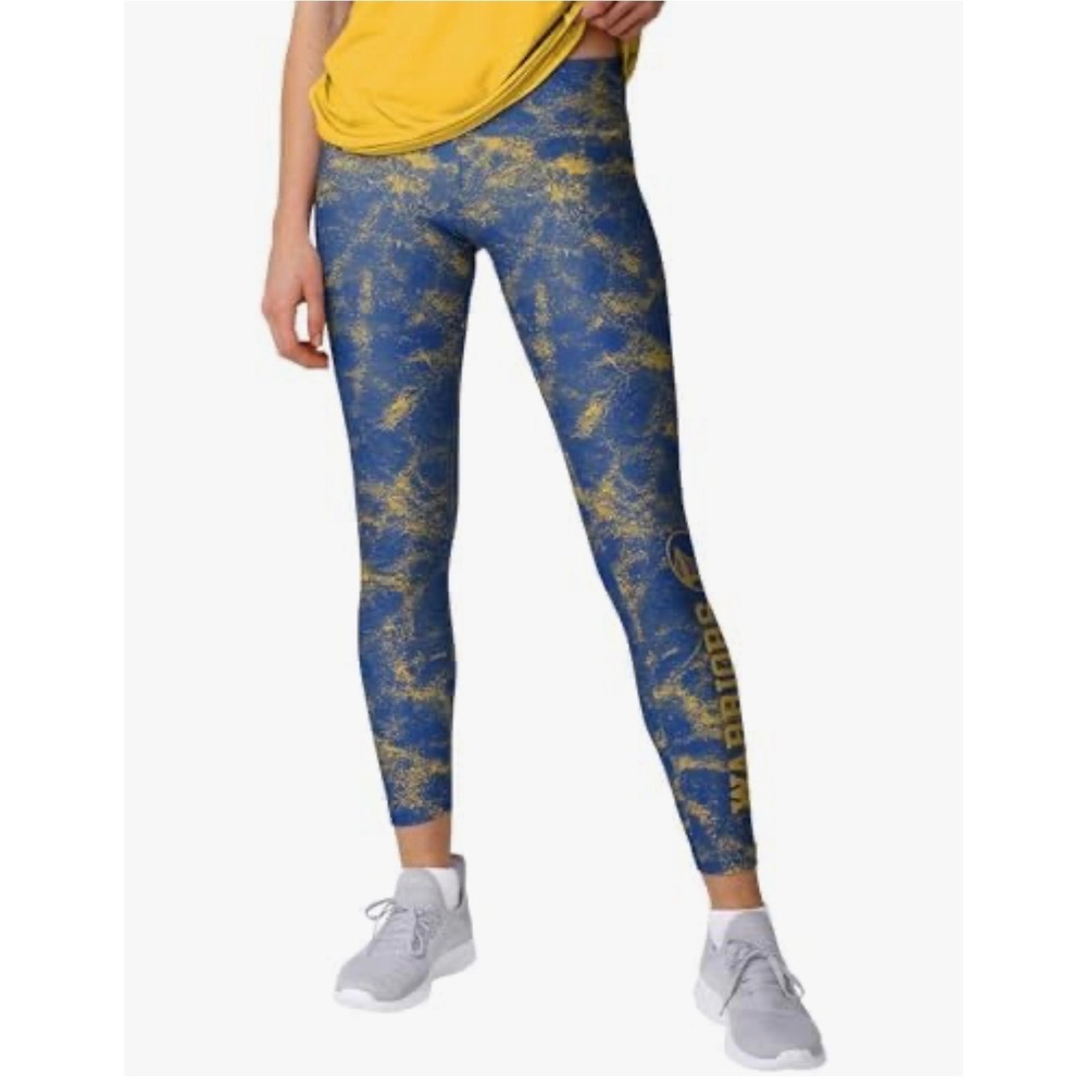 FOCO Golden State Warriors NBA Womens High Waisted Leggings Blue Gold Marble NEW
